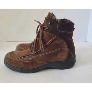 C La Canadienne Womens Brown Suede Lace Up Snow Winter Ankle Boots 6 M Fur Lined